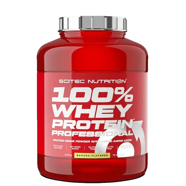 Scitec Nutrition 100% Whey Protein Professional proteinpulver med banansmak, 2350 g boks