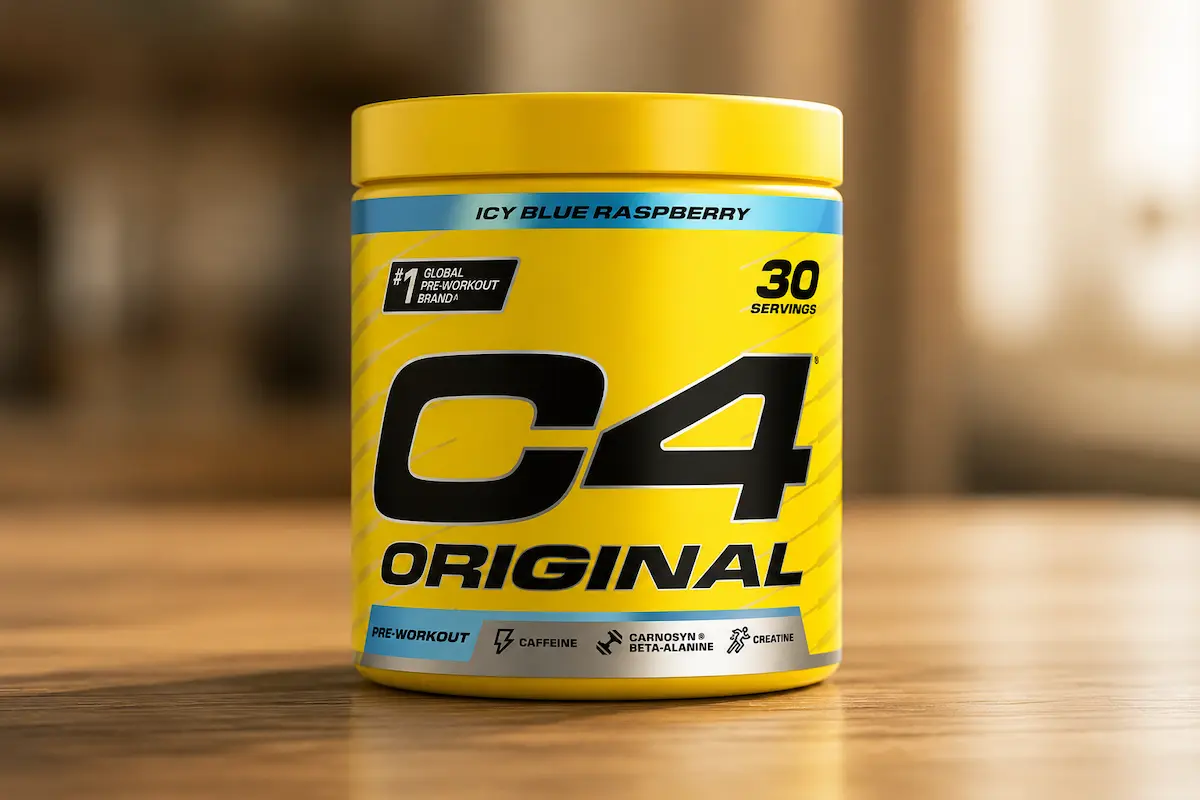 Cellucor C4 pre-workout pulver, boks sett forfra