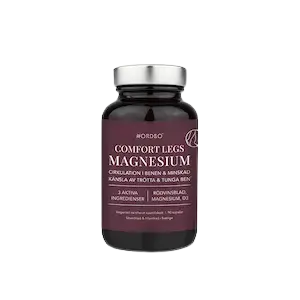 Nordbo Comfort Legs Magnesium 90 kapsler med magnesiumbisglysinat, malat og vegansk D3
