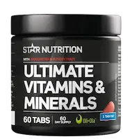 Star Nutrition Ultimate Vitamins & Minerals 60 tabletter med 12 vitaminer, 8 mineraler og astaxantin