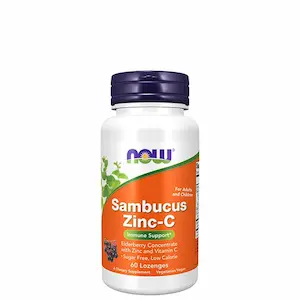 Sambucus Zink+C 60 pastiller fra Now Foods